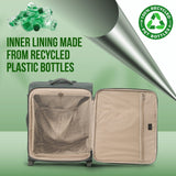 Aerolite 56x45x25cm Cabin Suitcase EasyJet Large Cabin British Airways and Jet2 Approved Carry On Luggage Lightweight 60L Soft Shell Travel Bag with TSA Lock 2 Wheels Green