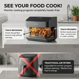 Olsen & Smith 2200W Dual Zone Air Fryer 8L Glass Smart WiFi Air Fryer with Tuya App Visible Cooking Window Removable Divider Touch Controls Presets for Meat Fish Fries Baking