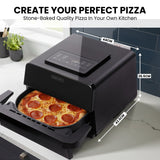 Olsen & Smith 2400W Pizza Air Fryer Oven with 12 Inch Pizza Stone 9 Cooking Modes 360° Air Circulation Air Fry Bake Grill Stone Baked Pizza Oven Black
