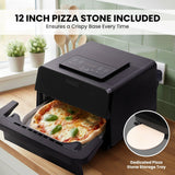 Olsen & Smith 2400W Pizza Air Fryer Oven with 12 Inch Pizza Stone 9 Cooking Modes 360° Air Circulation Air Fry Bake Grill Stone Baked Pizza Oven Black