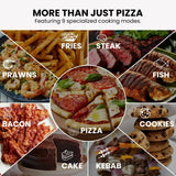 Olsen & Smith 2400W Pizza Air Fryer Oven with 12 Inch Pizza Stone 9 Cooking Modes 360° Air Circulation Air Fry Bake Grill Stone Baked Pizza Oven Black