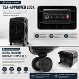 Aerolite Zipperless Aluminium Frame Trunk Suitcase 97.6L Large Checked Luggage with TSA Latch Locks Silent Hinomoto Wheels Polycarbonate Shell & 15 Year Warranty Black