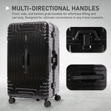 Aerolite Zipperless Aluminium Frame Trunk Suitcase 97.6L Large Checked Luggage with TSA Latch Locks Silent Hinomoto Wheels Polycarbonate Shell & 15 Year Warranty Black