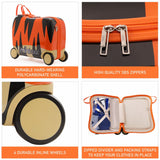 MiniMax 45x36x20cm Kids Tiger Ride-On Suitcase 4PC Set – EasyJet Max Size 29L Children’s Cabin Luggage with Drawstring Bag, Neck Pillow & Stickers