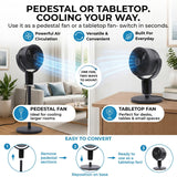 Olsen & Smith 6 in 1 Pedestal and Tabletop Air Circulator Fan Quiet Oscillating Desk and Floor Standing Fan with Remote Control Adjustable Height for Bedroom Office Living Room Grey