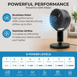 Olsen & Smith 6 in 1 Pedestal and Tabletop Air Circulator Fan Quiet Oscillating Desk and Floor Standing Fan with Remote Control Adjustable Height for Bedroom Office Living Room Grey