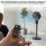 Olsen & Smith 6 in 1 Pedestal and Tabletop Air Circulator Fan Quiet Oscillating Desk and Floor Standing Fan with Remote Control Adjustable Height for Bedroom Office Living Room Grey