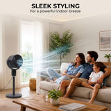 Olsen & Smith 6 in 1 Pedestal and Tabletop Air Circulator Fan Quiet Oscillating Desk and Floor Standing Fan with Remote Control Adjustable Height for Bedroom Office Living Room Grey