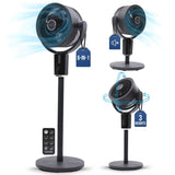 Olsen & Smith 6 in 1 Pedestal and Tabletop Air Circulator Fan Quiet Oscillating Desk and Floor Standing Fan with Remote Control Adjustable Height for Bedroom Office Living Room Grey