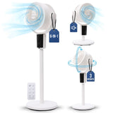 Olsen & Smith 6 in 1 Pedestal and Tabletop Air Circulator Fan Quiet Oscillating Desk and Floor Standing Fan with Remote Control Adjustable Height for Bedroom Office Living Room White