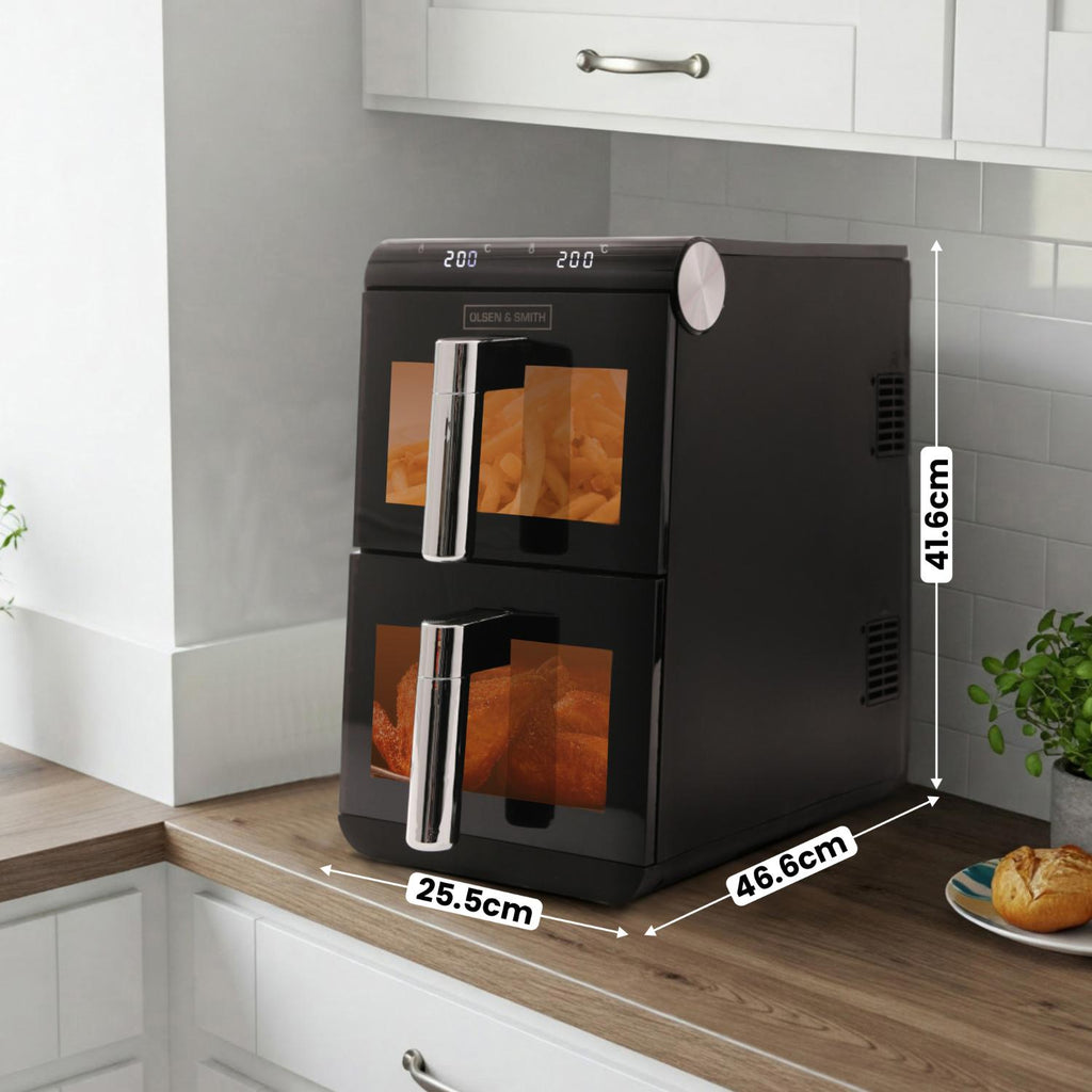 Olsen & Smith Double Stack 2-Drawer Dual Zone 11L Digital Air Fryer ...