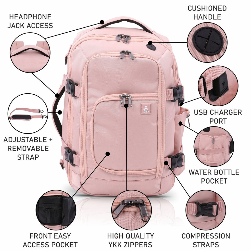 Aerolite 40x20x25cm 3 in 1 Cabin Luggage Approved Flight Backpack M USB International Ltd
