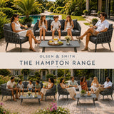 Olsen & Smith Hampton 5 Seater Garden Furniture Set Outdoor Rattan Sofa Set with 3 Seater Sofa Armchair Coffee Table Waterproof Olefin Cushions Rust-Resistant Aluminium Frame Slate Grey