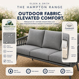 Olsen & Smith Hampton 5 Seater Garden Furniture Set Outdoor Rattan Sofa Set with 3 Seater Sofa Armchair Coffee Table Waterproof Olefin Cushions Rust-Resistant Aluminium Frame Slate Grey