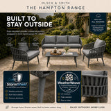 Olsen & Smith Hampton 5 Seater Garden Furniture Set Outdoor Rattan Sofa Set with 3 Seater Sofa Armchair Coffee Table Waterproof Olefin Cushions Rust-Resistant Aluminium Frame Slate Grey