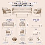 Olsen & Smith Hampton 5 Seater Garden Furniture Set Outdoor Rattan Sofa Set with 3 Seater Sofa Armchair Coffee Table Waterproof Olefin Cushions Rust-Resistant Aluminium Frame Sandstone Cream