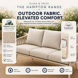 Olsen & Smith Hampton 5 Seater Garden Furniture Set Outdoor Rattan Sofa Set with 3 Seater Sofa Armchair Coffee Table Waterproof Olefin Cushions Rust-Resistant Aluminium Frame Sandstone Cream