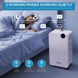 Olsen & Smith 12L/Day Portable Electric Dehumidifier – Home Dehumidifier with Laundry Mode, 2.1L Tank, 2m Drain Hose & Wheels for Bedroom, Bathroom, Kitchen & Basement – White