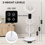 Olsen & Smith 6 in 1 Pedestal and Tabletop Air Circulator Fan Quiet Oscillating Desk and Floor Standing Fan with Remote Control Adjustable Height for Bedroom Office Living Room White