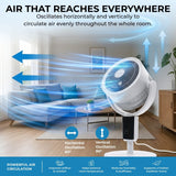 Olsen & Smith 6 in 1 Pedestal and Tabletop Air Circulator Fan Quiet Oscillating Desk and Floor Standing Fan with Remote Control Adjustable Height for Bedroom Office Living Room White