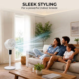 Olsen & Smith 6 in 1 Pedestal and Tabletop Air Circulator Fan Quiet Oscillating Desk and Floor Standing Fan with Remote Control Adjustable Height for Bedroom Office Living Room White