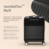 Aerolite FLX Front Opening Cabin Suitcase 55x40x20/23cm Expandable Carry On Luggage with Laptop Compartment USB Charging TSA Lock Silent Spinner Wheels 10 Year Warranty Black