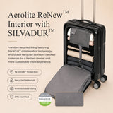 Aerolite FLX Front Opening Cabin Suitcase 55x40x20/23cm Expandable Carry On Luggage with Laptop Compartment USB Charging TSA Lock Silent Spinner Wheels 10 Year Warranty Black