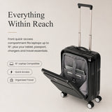 Aerolite FLX Front Opening Cabin Suitcase 55x40x20/23cm Expandable Carry On Luggage with Laptop Compartment USB Charging TSA Lock Silent Spinner Wheels 10 Year Warranty Black