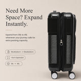 Aerolite FLX Front Opening Cabin Suitcase 55x40x20/23cm Expandable Carry On Luggage with Laptop Compartment USB Charging TSA Lock Silent Spinner Wheels 10 Year Warranty Black