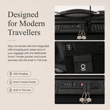 Aerolite FLX Front Opening Cabin Suitcase 55x40x20/23cm Expandable Carry On Luggage with Laptop Compartment USB Charging TSA Lock Silent Spinner Wheels 10 Year Warranty Black