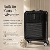Aerolite FLX Front Opening Cabin Suitcase 55x40x20/23cm Expandable Carry On Luggage with Laptop Compartment USB Charging TSA Lock Silent Spinner Wheels 10 Year Warranty Black
