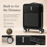 Aerolite FLX Front Opening Cabin Suitcase 55x40x20/23cm Expandable Carry On Luggage with Laptop Compartment USB Charging TSA Lock Silent Spinner Wheels 10 Year Warranty Black