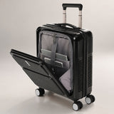 Aerolite FLX Front Opening Cabin Suitcase 55x40x20/23cm Expandable Carry On Luggage with Laptop Compartment USB Charging TSA Lock Silent Spinner Wheels 10 Year Warranty Black
