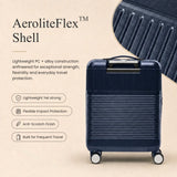 Aerolite FLX Front Opening Cabin Suitcase 55x40x20/23cm Expandable Carry On Luggage with Laptop Compartment USB Charging TSA Lock Silent Spinner Wheels 10 Year Warranty Blue