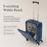 Aerolite FLX Front Opening Cabin Suitcase 55x40x20/23cm Expandable Carry On Luggage with Laptop Compartment USB Charging TSA Lock Silent Spinner Wheels 10 Year Warranty Blue