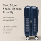 Aerolite FLX Front Opening Cabin Suitcase 55x40x20/23cm Expandable Carry On Luggage with Laptop Compartment USB Charging TSA Lock Silent Spinner Wheels 10 Year Warranty Blue