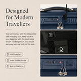 Aerolite FLX Front Opening Cabin Suitcase 55x40x20/23cm Expandable Carry On Luggage with Laptop Compartment USB Charging TSA Lock Silent Spinner Wheels 10 Year Warranty Blue