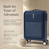 Aerolite FLX Front Opening Cabin Suitcase 55x40x20/23cm Expandable Carry On Luggage with Laptop Compartment USB Charging TSA Lock Silent Spinner Wheels 10 Year Warranty Blue