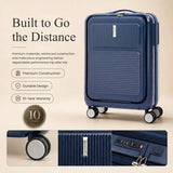 Aerolite FLX Front Opening Cabin Suitcase 55x40x20/23cm Expandable Carry On Luggage with Laptop Compartment USB Charging TSA Lock Silent Spinner Wheels 10 Year Warranty Blue