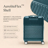 Aerolite FLX Front Opening Cabin Suitcase 55x40x20/23cm Expandable Carry On Luggage with Laptop Compartment USB Charging TSA Lock Silent Spinner Wheels 10 Year Warranty Green