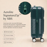 Aerolite FLX Front Opening Cabin Suitcase 55x40x20/23cm Expandable Carry On Luggage with Laptop Compartment USB Charging TSA Lock Silent Spinner Wheels 10 Year Warranty Green