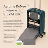 Aerolite FLX Front Opening Cabin Suitcase 55x40x20/23cm Expandable Carry On Luggage with Laptop Compartment USB Charging TSA Lock Silent Spinner Wheels 10 Year Warranty Green