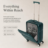 Aerolite FLX Front Opening Cabin Suitcase 55x40x20/23cm Expandable Carry On Luggage with Laptop Compartment USB Charging TSA Lock Silent Spinner Wheels 10 Year Warranty Green