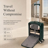 Aerolite FLX Front Opening Cabin Suitcase 55x40x20/23cm Expandable Carry On Luggage with Laptop Compartment USB Charging TSA Lock Silent Spinner Wheels 10 Year Warranty Green