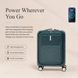 Aerolite FLX Front Opening Cabin Suitcase 55x40x20/23cm Expandable Carry On Luggage with Laptop Compartment USB Charging TSA Lock Silent Spinner Wheels 10 Year Warranty Green