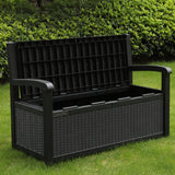 Olsen & Smith Outdoor Garden Storage Bench 265L – Weather-Resistant Rattan Effect Plastic Seat with Lockable Storage Box, Patio Furniture Chest for Tools, Cushions & Toys – Black