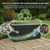 Olsen & Smith 380L Garden Storage Box & Bench 100% Recycled Rattan Effect Outdoor Storage Chest Lockable with 4-Digit Padlock Gas-Assisted Hinges 225kg Seat Dark Anthracite