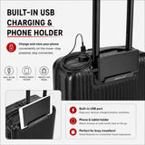 Aerolite M-Lite Smart 2 Piece Luggage Set 21 Inch Cabin and 29 Inch Extra Large Suitcases with PP Polypropylene Hard Shell, Silent Hinomoto Wheels, USB Charging, Laptop Pocket, TSA Lock and 15 Year Guarantee