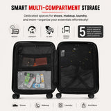 Aerolite M-Lite Smart 2 Piece Luggage Set 21 Inch Cabin and 29 Inch Extra Large Suitcases with PP Polypropylene Hard Shell, Silent Hinomoto Wheels, USB Charging, Laptop Pocket, TSA Lock and 15 Year Guarantee