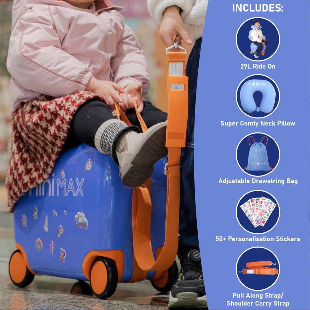 Aerolite MiniMax Childrens Ride On Suitcase Fits 45x36x20cm EasyJet Ma USB International Ltd